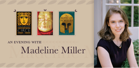 Photo of author Madeline Miller with book covers