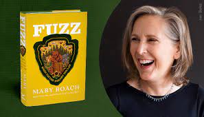 Cover photo of the book Fuzz and photo of Mary Roach