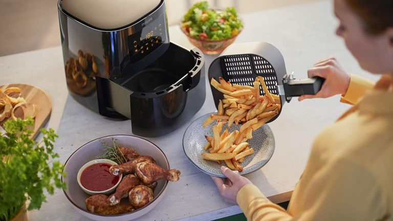 Photo of air fryer and food