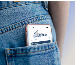 image of library app on phone in a back pocket.