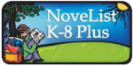 NoveList K-8 Plus child reading under tree logo