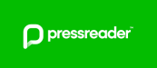 Pressreader callout logo in white on green banner