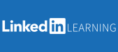 Linked In Learning white text on blue banner logo